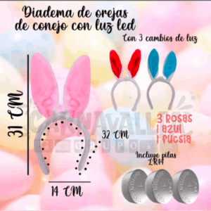 Diadema de orejas de conejo con luz LED 🐰✨ – Diversión y ternura en un solo accesorio