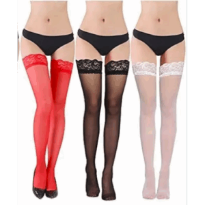 Medias lisas con encaje – Sensualidad en rojo, negro, blanco, rosa mexicano y rosa pastel 💋✨