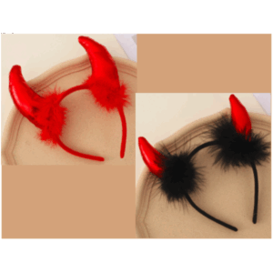 Cuernos de diablita sexy – Diadema con peluche rojo o negro