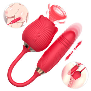 Rosa succionadora con dildo vibratorio – Placer doble, diseño irresistible