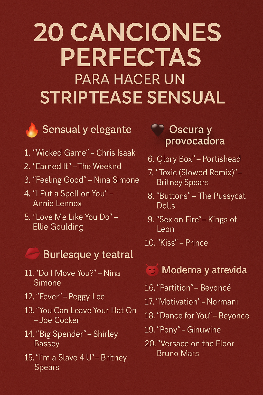 🎧 20 canciones perfectas para hacer un striptease sensual