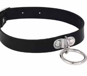 Choker BDSM negro minimalista con anilla metálica 🖤✨