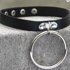 Choker BDSM negro con anilla grande metálica 🖤⭕✨