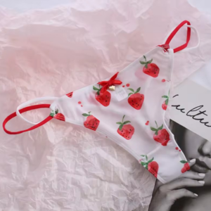Tanga de Encaje con Estampado de Fresas 🍓 Lencería Dulce y Coqueta