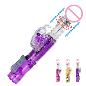 Vibrador Conejo Rotatorio Telescópico Recargable – Estimulador Doble Punto G con 7 Vibraciones