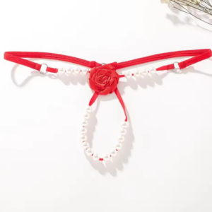 Tanga sensual con cuentas y rosa roja 🌹 Unitalla elegante y provocadora