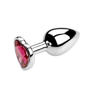 Plug anal metálico con joya rosa 💎 elegante, discreto y sensual (CHICO)